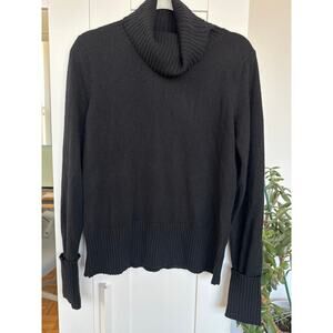 Cynthia Rowley Black Cashmere Cowl Turtleneck Sweater, Size L, EUC